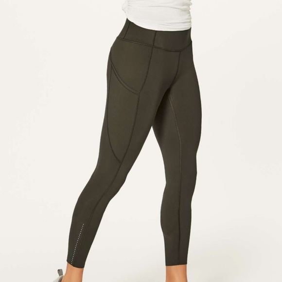 NWOT Lululemon Fast and Free Leggings Dark Olive Green Fall Workout Clothes 2 - Picture 6 of 6